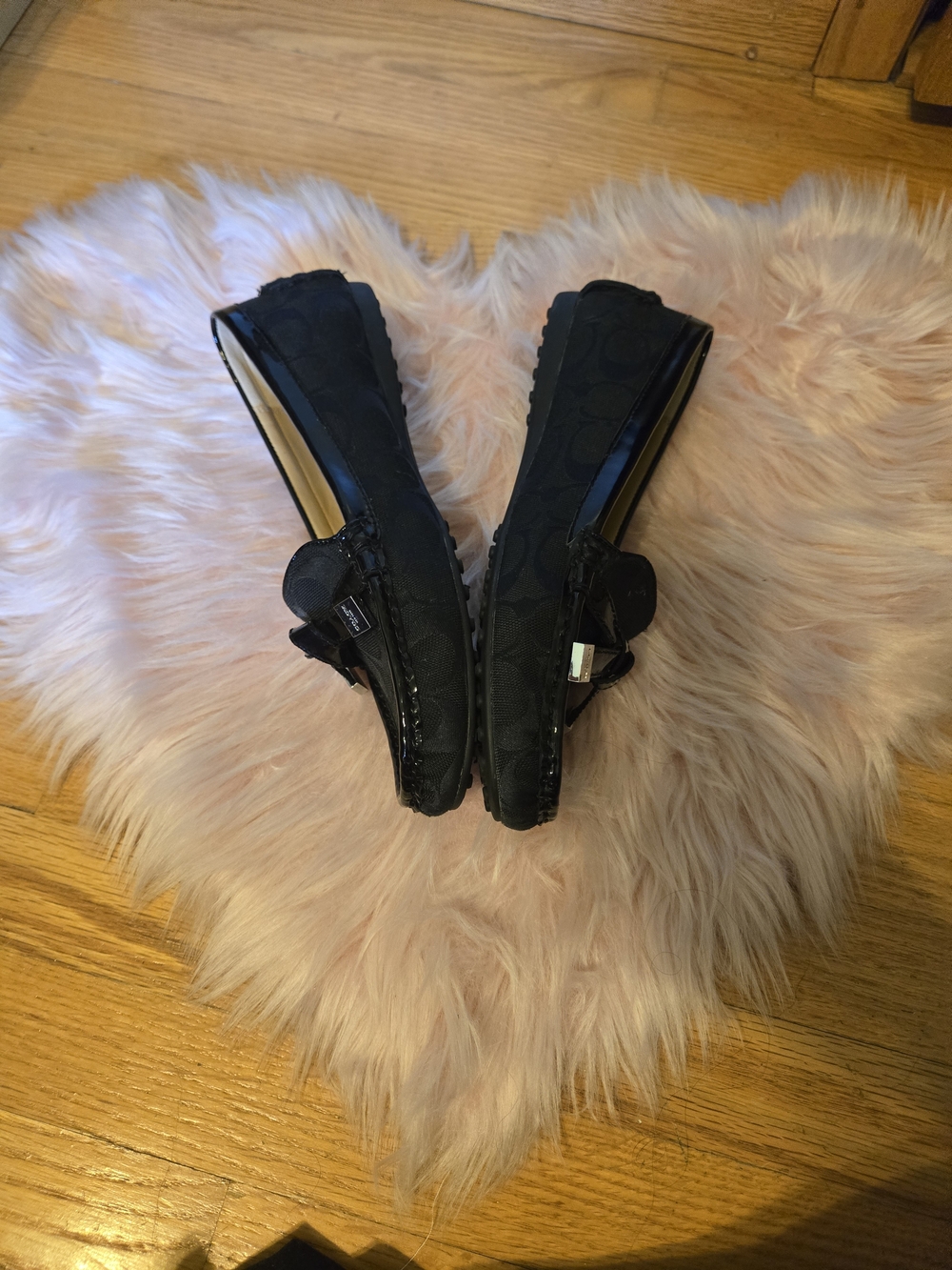 Coach Black Signature Patent Trim Loafers for Women - Picture 2 of 6